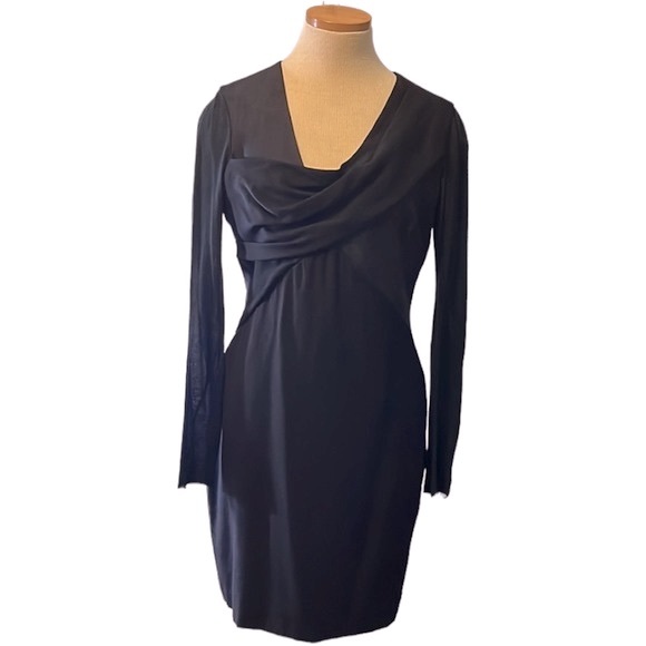 Helmut Lang Draped Pleated Zipper Mini Dress, Black, size 6 - Picture 7 of 12